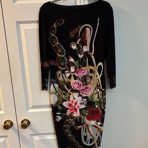 Joseph Ribkoff Black Dress with Floral Design
